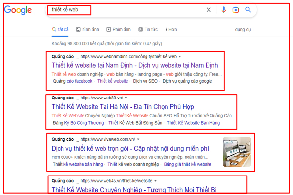 Đối sánh cum từ quảng cáo google ads