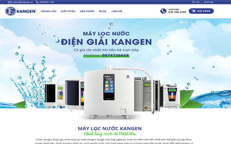 Thiết kế website máy lọc nước điện giải kangen