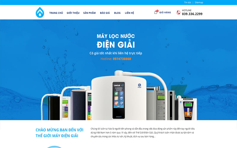 Thiết kế website máy lọc nước điện giải