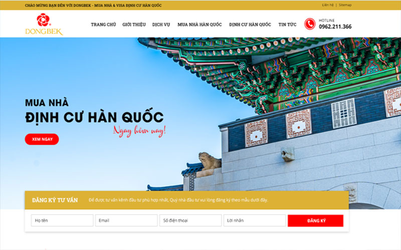 Thiết kế website mua nhà định cư Hàn Quốc
