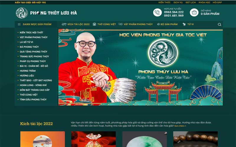 Thiết kế website phong thủy Lưu Hà